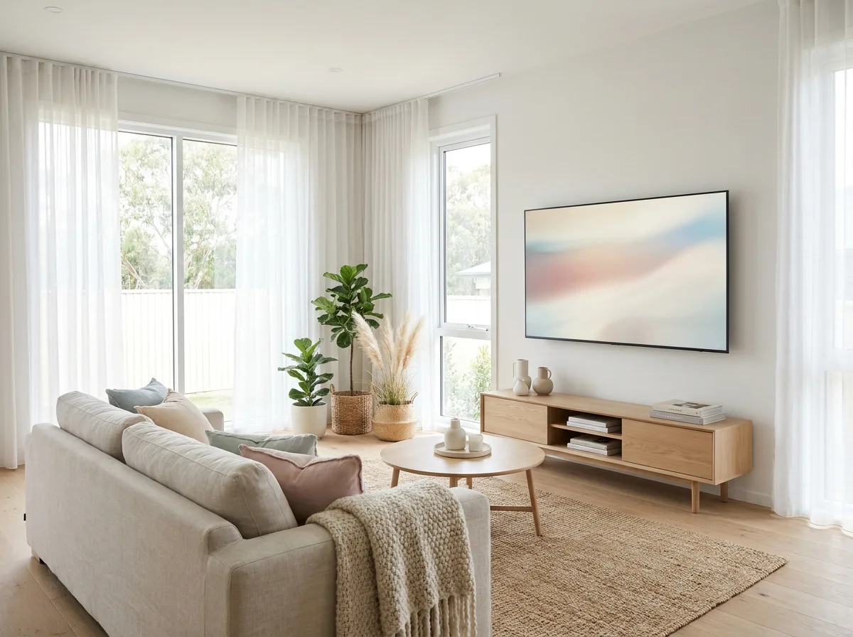 A calm, bright living room